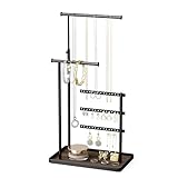 Schwarz Schmuck Organizer - 3 Stangen Schmuckständer, Schmuckaufbewahrung für Ohrringe, Armband, Halskette, Parfüm, Deko-Ästhetik Zubehör für Schminktisch, Verstellbarer Winkel und Höhe 37cm(Max)