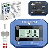 fouraces elektronische Parkscheibe - mit Ersatz Batterie, automatisch Sommer/Winterzeit, Zulassung des Kraftfahrtbundesamtes - automatische Parkuhr fürs Auto, blau, Digitale Park Uhr