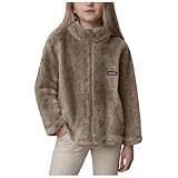 Generisch Fleecejacke Kinder Stehkragen Reißverschluss Durchgehender Jacke Winter Kleinkind Jungen Mädchen Warm Plüsch Lammwolle Outerwear Solide Winterjacke Outwear für Jungen und Mädchen