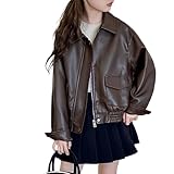 Generisch Kinder Winterjacke mit Reißverschluss Atmungsaktiv Baggy Outdoorjacke Mit Taschen Klassisch Einfarbig Übergangsjacke Bequeme Warme Outwear Für Winter Outdoor