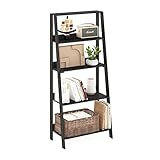 Furinno Ladder Bücherregal, 5-stufiges Leiterregal, Bücherregal, Ausstellungs-Aufbewahrungsregale, 13 x 23.6 x 53.5, für Wohnzimmer, Homeoffice, Schwarz-Espresso