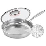 Abijan Stainless Steel Pan,28 cm Edelstahl-Bratpfanne – 5-lagige Edelstahlpfanne mit Deckel, Induction Frying Pan without PTFE and PFOA,11 Inch