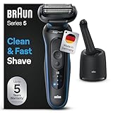 Braun Series 5 Elektrorasierer Herren, Nass- und Trockenrasur, Turbo und Standard Modus, Made in Germany, Rasierapparat mit SmartCare Reinigungsstation, Made in Germany, Wasserdicht, 52-B7000cc, Blau