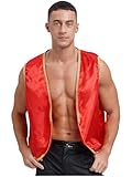 Choomomo Herren Arabischer Prinz Kostüm Festliche Weste Satin Gilet Ärmellos offen vorne Jacke Halloween Cosplay Outfits Faschingskostüme Burgundy 4XL