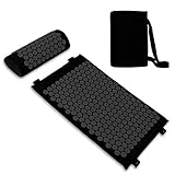 Belmalia Akupressurmatte mit Kissen | Akupressur-Set mit Nackenkissen zur Entspannung | Massagematte mit Tragegriffen | Schwarz