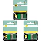 Post-it Index Haftstreifen, Standard, Grün, 50 Haftstreifen, 25.4 mm x 43.2 mm - Markierungsstreifen für Dokumente und Notizen (Packung mit 3)