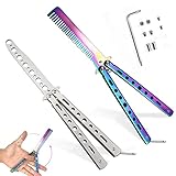 ENAIAH Butterfly Trainer, 2 Stück Ungeschärfte Klinge Übungs Butterfly Knife Trainer, Rainbow Butterfly Messer Balisong Trainer Butterfly Trainingsmesser für AnfäNger Flipping-Tricks üBt