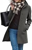 RITOSTA Mantel Damen Wintermantel Lang Winterjacke Klassischem Wintercoat Revers Übergangsjacke Knielang Trenchcoat Elegant Jacke Herbst Winter Outwear mit Knopf(Dunkelgrau,L)