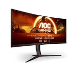 AOC Gaming CU34G2XP - 34 Zoll WQHD Curved Monitor, 180 Hz, FreeSync Prem., HDR400 (3440x1440, 1ms GtG, HDMI, DisplayPort, USB Hub) schwarz-rot