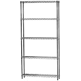 Shelving Inc. 20,3 cm T x 91,4 cm B x 182,9 cm H, Chrom-Draht-Regal mit 5 Regalböden, Tragkraft 362,9 kg pro Regal