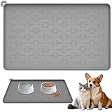 Futtermatte Katzen Futtermatte Hund, Lebensmittelechte Silikon-Futtermatte für Haustiere, Napfunterlage Hund Rutschfestes 100% wasserdichte, Napfunterlage Katzen mit 1.5cm erhöhtem Rand, 48 x 30 cm