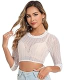 LUYANA Dirndl Bluse Damen Dirndlbluse Spitze Elegantes Bayrische Trachtenbluse für Oktoberfest Weiß M