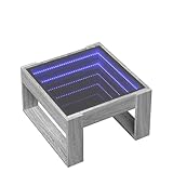 QJBSAVVA Beistelltisch Klein Sofatisch Beistelltisch Gartentisch Couch Tisch Wohnzimmer - Couchtisch mit Infinity-LED Grau Sonoma 50x53x30 cm für Küche Balkon Wohnzimmer Garten