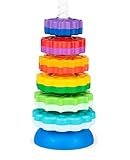 FANCY 40 cm groß Stapelturm Baby Kinderspielzeug ab 1 2 3 Jahre Farbring Pyramide mit Spiralgewinde Zahnradspiel Ringstapelturm Ringpyramide Stapel Ringe für Kinder und Baby