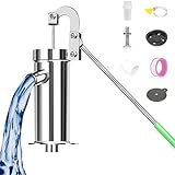 Schwengelpumpe Edelstahl, 360° Drehbare Brunnenpumpe, Wasserhandpumpe Handpumpe Wasser Brunnen mit 7 Zubehörteilen, Handbrunnenpumpe bis zu 8M Tiefe für Häuser, Hausgärten, Yard, Teiche