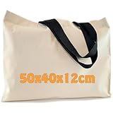 Cottonbagjoe große Baumwolltasche 50x40x12 cm – Geräumige Tragetasche für Einkauf, Reisen & Alltag – Robuste Stofftasche aus Baumwolle – Öko-Tex 100 zertifiziert (1)