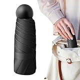 Reise-Regenschirm, faltbar, Sonnenschirm, 6 Rippen, UV-Schutz, tragbarer Regenschirm für, Reisen, Outdoor, Camping, Angeln, Sport und den täglichen Gebrauch, Schwarz, Refer to description