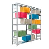 REGALWERK Pendelhefter Regal für Leitz/Elba - 45 kg - 2.325 x 1.005 x 350 mm (HxBxT) - 7 Pendelstangen - Grundregal - verzinkt - Steckregal BERT