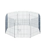 PawHut Freilaufgehege Welpenauslauf Welpenzaun Laufstall Welpengitter für Tiere 8-teilig B63 x H76 cm