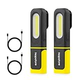 Napatyre Arbeitsleuchte LED Akku, 800LM Werkstattlampe LED Akku mit Haken und Magnetfuß, 360° Drehbare 3 Lichtmodi Taschenlampe LED Aufladbar für Auto Reparatur Camping Notfall (2 Stück)