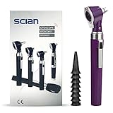 Scian Otoskop Kit – Ear Scope Otoskop mit LED Licht, 3 fache Vergrößerung, 4 Speculum Tips Größe, leichtes Diagnostik Ohrpflege-Tool für Kinder, Erwachsene, hunde, Heimgebrauch (Violett)