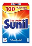 Sunil aktiv Pulver - Vollwaschmittel - für 100 Wäschen - Flecklösekraft, hautverträglich, mikroplastikfrei, vegan - 5 kg
