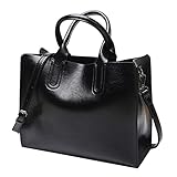 Generisch Damen-Umhängetasche, modisch, einfarbig, Reißverschluss, große Kapazität, Schultertasche Umhängetaschen Damen Schwarz (Black, One Size)