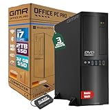 GMR Ultra Slim Desktop PC Intel i7 32GB RAM 2000GB SSD USB 3 WiFi Bluetooth Windows 11 Pro Office PC - Leistungsstarker Desktop PC Windows 11 mit DVD für Büroanwendungen