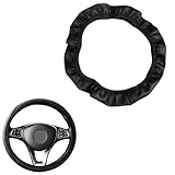 COYUN 1 pcs Lenkradbezug Leder, Auto Zubehör Innenraum, Mikrofaser Leder Lenkradhülle, Lenkradschoner PKW, Lenkrad Bezug Lenkradschutz, Autozubehör Geschenke für Frauen und Männer, Schwarz Linie