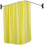 Hershii L-förmige Duschstange Badezimmer Gardinenstange Ecke Duschvorhangstange Einziehbare Badestange Gebogene Vorhangstange Verstellbare Duschvorhangwinkelstangen mit Saugnapf 102x(118-180)cm