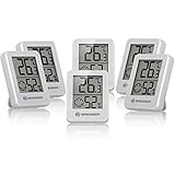Bresser 6er Set Thermometer Hygrometer - Digitales Raumthermometer für Kontrolle Innenraum Luftfeuchtigkeit, Kühlschrankgeeignet, Wandmontage und Magnet, Schimmelvorbeugung - Indikator Smiley, Weiß