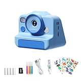 Kinderkamera mit Instant-Fotodrucker, 1080P-Video, 6,1 cm (2,4 Zoll) Bildschirm, 32 GB Kartensicheres ABS, für Kinder, sofortiges Geschenk, Kamera-Spielzeug mit Fotodruck