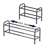 Schuhregal 2 Ebenen, Schuhständer Metall, Adjustable Expandable Klein Metall Schuhschrank, Schuhaufbewahrung, Schuh-Organizer Für Flur, Eingang, Bad, Wohnzimmer, Diele, Schwarz