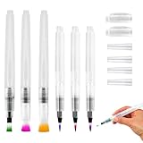 Wasserfarben-Pinselstift, tragbar, nachfüllbar, Aquarellstifte, spitze und flache Spitzen, leicht, ideal für Künstler, Aqua-Malerei, Kalligraphie, Schriftzug, 155 mm, 6 Stück