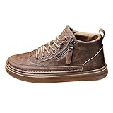 Generisch Outdoor Schuhe Herren Wasserdicht Atmungsaktiv, Freizeitschuhe Herren Sneaker Leder Hallenschuhe High-Top Sportschuhe rutschfeste Hallenturnschuhe Casual Walkingschuhe Mode Joggingschuhe