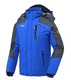 donhobo Softshelljacken Herren Gefüttert Funktionsjacke Wasserdicht Atmungsaktiv Wandern Mantel Outdoor Jacke Winter Skijacke Blau XL