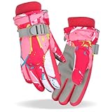 Fengzio Skihandschuhe für Kinder wasserdichte und Winddichte Winterhandschuhe Warm Sporthandschuhe Snowboard Handschuhe für Outdoor-Sport in Winter Fahrradhandschuhe Warme Handschuhe