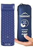TREKKOUT Ultraleichte Isomatte mit Kissen | Kompakte aufblasbare Campingmatte mit integrierter Fußpumpe | Langlebige wasserdichte Luftmatratze für Camping, Wandern, Rucksackreisen und Reisen