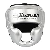 Fenteer Box -Kopfbedeckungsbedeckung Karate Kopfbedeckung PU Weiches verdickter Stirn und Ohrschutzschutz für Muay Thai Kickboxing, Silber, L