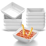 Jortmrd 10 Stück Dip Schälchen 7,3x7,3x2,7 cm Dipschalen Set, Sojasauce Schälchen, Dipschälchen Klein, Weiß Quadratische Saucenschälchen für Soße, Snack, Dipping, Frucht und Snacks
