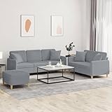 CCCINER 3-TLG. Sofagarnitur mit Kissen Hellgrau Stoff,Bequeme CouchGarnitur mit Fußhocker | perfekte Wohlfühloase für Ihr Zuhause Sofas & Couches