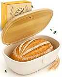 KRUSTENZAUBER Brotkasten Keramik zur Brotaufbewahrung – Moderne Brotbox mit Deckel – Bread Box ideal für frisches Brot & Brötchen – Brotaufbewahrungsbox für Küche & Frühstückstisch - Brottopf Keramik
