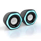 HEANTTV Computer-Lautsprecher, Mini-Lautsprecher mit Stereo USB Powered 3.5mm AUX-in Portable Lautsprecher für PC, Laptop, Notebook, Desktop (Schwarz) (USB+3.5MM)