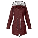Qzeanxy Regenjacke Damen Einfarbig Wasserdichte Softshelljacke - Jacke Mit Kapuze Sommerjacke Zum Wandern Reisen Treking Fahrrad Fahrradjacke Wanderjacke Frühling Herbst Übergangsjacke