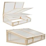 TRUTZHOLM Frühbeetaufsatz aus Massivholz 120x80x40 cm Frühbeetkasten mit verschließbarem Deckel Gewächshaus für Hochbeet 120x80 cm Beete Mini Gewächshaus Pflanzkasten (Natur)