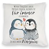 Pinguinpärchen Kuschelkissen mit Spruch Du bist Mein Pinguin EIN niedliches DekoKuschelkissen für verliebte Paare Romantisches Pinguin Motiv Pinguinpaar Spruch Pärchen Partner