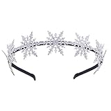 Frcolor Weihnachten Schneeflocke Stirnband Haarbänder Entzückende Nette Glitter Schneeflocke Haarbänder Weihnachten Party Favors Supplies für Kinder Mädchen (Silber)