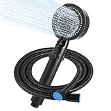 Duschkopf mit Schlauch 1,5 m – 6 Strahlarten Wassersparend, Handbrause Dusche mit Halterung, Duschbrause mit Schlauch, Brausekopf Dusche, Shower Head（Schwarzer ）
