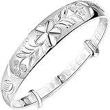 Donboly Frauen Armband, 925 Sterling Silber Armreif Mode Solid Breite Blumen Einstellbare offene Paare Amulett Armband für Männer Frauen Ewigkeit Schmuck Weihnachten (silbrig)
