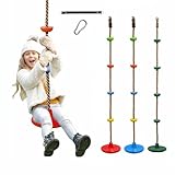 Kletterschaukel mit Kletterseil – Tellerschaukel höhenverstellbar bis 100 kg, Ø 30 cm, inkl. Metallring, Haken&Sicherheitsgurt – für Kinder, Outdoor & Indoor geeignet,Geburtstagsgeschenk